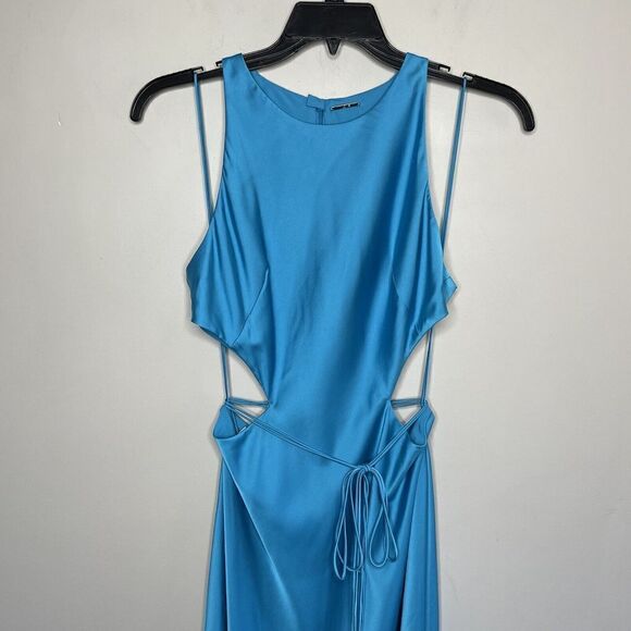 ALEXIS Lune Gown Womens Large L Blue Sleeveless Cutout A-Line Maxi Satin - Picture 3 of 14
